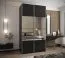 Kleiderschrank / Schiebetürenschrank | Farbe: Schwarz | 245,5 x 140 x 64 cm | 6 Fächer | 2 Schiebetüren | 2 Kleiderstangen | Soft-Close | Spiegel