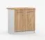 Drehtürenschrank / Unterschrank | Braun / Weiß | Parnassus  06 | 85 x 60 x 60 cm | 2 Türen | schlichtes Design | Holzoptik | Arbeitsplatte 38 mm stark
