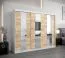 250 cm breiter Kleiderschrank mit 3 Türen | 10 Fächer | Farbe: Sonoma Eiche / Weiß Abbildung