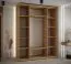 Platzsparender Schrank mit Spiegeln Mina in Eiche/Schwarz, viel Stauraum, auch für Wohnzimmer geeignet, Anti Staubbürsten, 235,2 x 200 x 60 cm