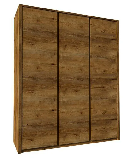 166 cm breiter Kleiderschrank mit 3 Türen | Farbe: Eiche Dunkelbraun Abbildung