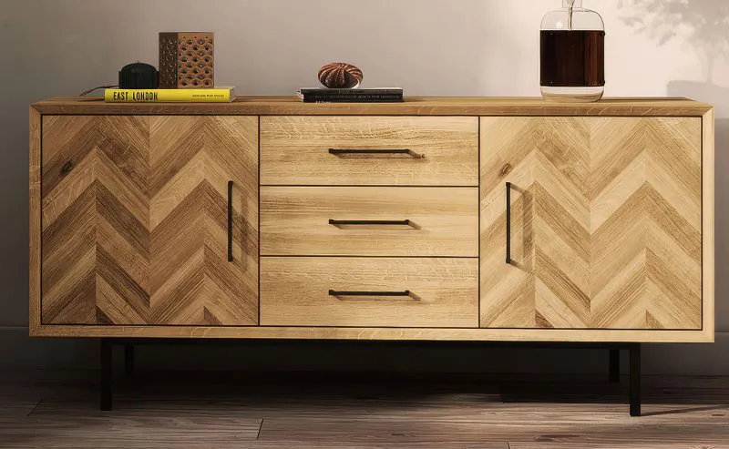 Kommode Kumeu 28 Wildeiche massiv geölt - Abmessungen: 65 x 144 x 45 cm (H x B x T)