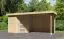 Gartenhaus SET naturbelassen mit Anbaudach 2,8 m Breite, Rückwand, Grundfläche: 4,45m²