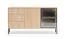 Sideboard | Farbe: Eiche Lindberg | inkl. LED-Beleuchtung | 3 Schubladen | Push-to-open Funktion | 160 x 40 x 86 cm | 4 Fächer | Kommode | 1 Glastür mit Aluminiumrahmen
