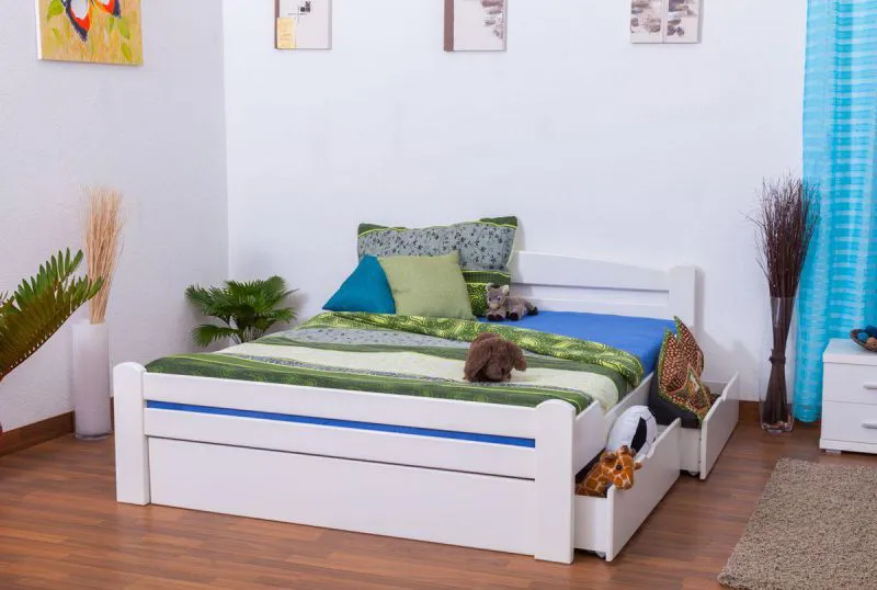 Weißes Buche Massivholzbett 160 x 200 cm Weiß Abbildung