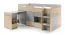 Jugendzimmer Kinderzimmer - Set A Alnoir, 3-teilig, Farbe: Eiche / Grau, ABS-Kantenschutz, schwarze Griffe, Schreibtisch, Funktionsbett