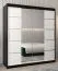 Schiebetürenschrank / Kleiderschrank Jan 04D mit Spiegel, Farbe: Schwarz / Weiß matt - Abmessungen: 200 x 180 x 62 cm (H x B x T)