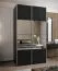 Kleiderschrank / Schiebetürenschrank | Farbe: Schwarz | 245,5 x 140 x 64 cm | 6 Fächer | 2 Schiebetüren | 2 Kleiderstangen | Soft-Close | Spiegel