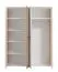Drehtürenschrank / Kleiderschrank Brus 01, Farbe: Eiche Artisan / Weiß, Spiegeltür, Maße: 203,5 x 157,5 x 53 cm, eine Kleiderstange, sechs Fächer