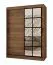 Schiebetürenschrank / Kleiderschrank | Farbe: Walnuss Warmia | 5 Fächer | 2 Kleiderstangen | 150 x 62 x 200 cm | dekorative Spiegeltür | für Schlafzimmer