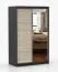Schiebetürenschrank / Kleiderschrank | 200 x 120 x 61 cm | Sonoma Eiche / Schwarz | Rudawy 06 | 2 Türen | 1 Kleiderstange | 6 Fächer | mit Spiegel