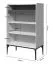 Schmale Kommode in Creme | abgerundete Ablagefläche in Eiche-Grau-Dekor | 124 x 81 x 43 cm | Soft Close System | Metallbeine