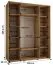 Kleiderschrank mit Spiegeln Mina in Weiß/Eiche, viel Stauraum, auch für Wohnzimmer geeignet, Metallgriffe in Schwarz, 235,2 x 200 x 60 cm, Einlegeböden