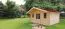 Holz-Gartenhaus 3,98 x 4,98 Meter (inkl. Dach) | Naturbelassen | Satteldach | 44 mm Blockbohlen-Haus Abbildung