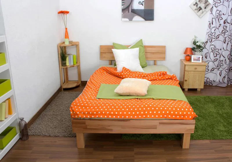 Kernbuche Holzbett Bettgestell 120 x 200 cm geölt Abbildung