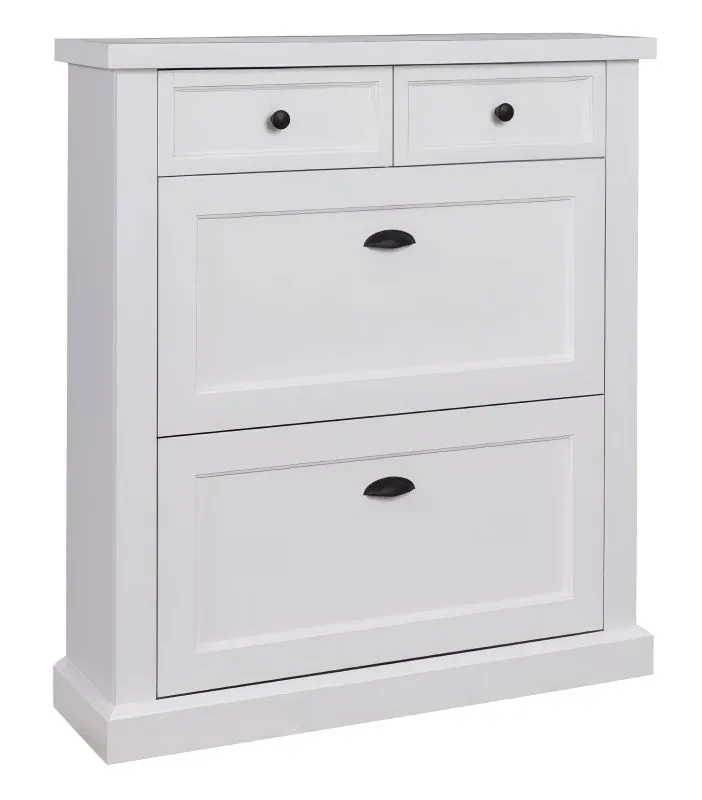 Schuhschrank "Veternik" 01, Farbe: Weiß - Abmessungen: 110 x 98 x 28 cm (H x B x T)