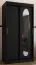 Kleiderschrank / Schiebetürenschrank Lagginhorn 03, Farbe: Schwarz, eine Spiegeltür, 1 Meter breit, fünf Fächer, Aluminiumschienen, zwei Kleiderstangen