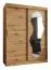 Kleiderschrank Lagginhorn 09, Farbe: Eiche Artisan, 1,5 Meter breit, ein Spiegel, fünf Fächer, Schiebetürenschrank, zwei Kleiderstangen, Aluminiumschienen