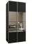 Kleiderschrank / Schiebetürenschrank | 6 Fächer | 245,5 x 120 x 64 cm | 2 Schiebetüren | 2 Kleiderstangen | Spiegel | Soft-Close | Farbe: Schwarz