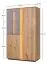 Vitrine Sienne 11 aus Massivholz Wildeiche, 140 x 85 x 37 cm, Holz geölt und gebürstet, 3 Türen, 6 Böden, 8 Fächer, push-to-open, inkl. LED-Beleuchtung