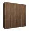 Drehtürenschrank mit Soft-Close-Funktion | Farbe: Walnuss | 2 Meter breit | zwei Kleiderstangen | Kleiderschrank | Griffe: Silber | zwei Fächer