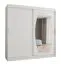 Kleiderschrank mit einer Spiegeltür Musala 18, Farbe: Weiß, 2 Meter breit, Aluminiumschienen, 10 Fächer, Schiebetürenschrank, zwei Kleiderstangen