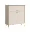 Esszimmer Set | 4-teilig | Farbe: Beige | 1 Vitrine | 1 Sideboard | 1 Highboard | 1 Esstisch 180 x 90 cm | ABS-Kanten | Griffe & Beine: Metall
