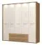 227 cm breiter Kleiderschrank mit 5 Türen, 8 Fächern und 2 Schubladen | Farbe: Beige | Tiefe: 56 cm Abbildung