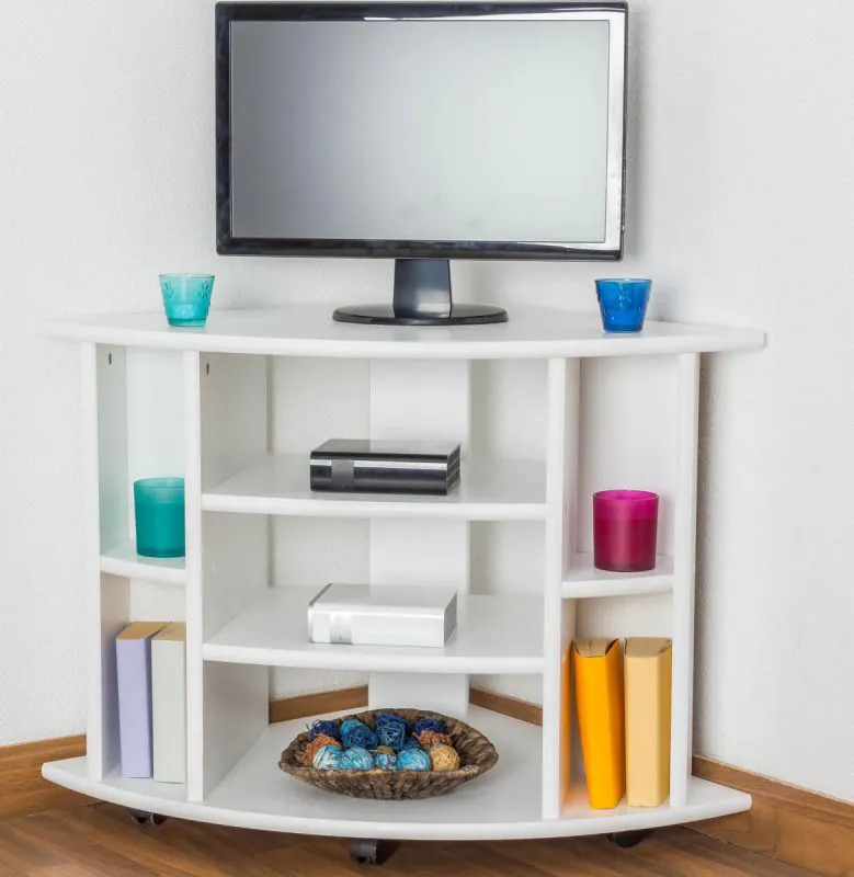 TV-Lowboard Massivholz Farbe: Weiß 65x65x65 cm Abbildung