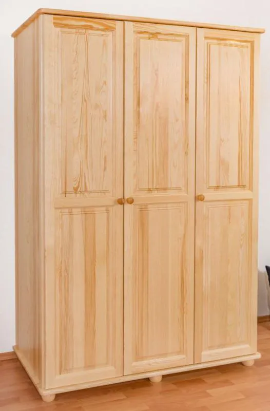 Garderobenschrank, Kiefer Vollholz massiv natur - Abmessungen: 195 x 135 x 55 cm (H x B x T) Abbildung