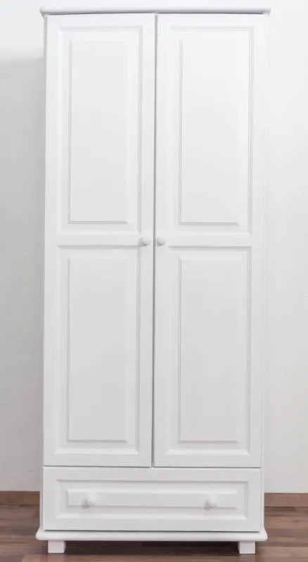 Kleiderschrank massiv, Farbe: Weiß 190x80x60 cm Abbildung