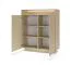 Kommode | Farbe: Kakao / Eiche Cremona | 2 Drehtüren | inkl. LED-Beleuchtung | 7 Fächer | 103 x 40 x 119 cm | Push-to-open Funktion | Highboard | ABS-Kanten