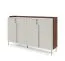 Kommode | Farbe: Kaschmir / Alba-Walnuss | 4 Drehtüren | 6 Fächer | 183 x 42 x 110 cm | Push-to-open Funktion | Beine: Metall | Sideboard