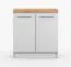 Unterschrank / Drehtürenschrank | Weiß | Parnassus  05 | 2 Türen | Griffe: Metall | 85 x 60 x 60 cm | Einfarbig | Arbeitsplatte 38 mm stark | eckig