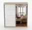 Schiebetürenschrank / Kleiderschrank | mit Spiegel Weiß / Sonoma Eiche | Sredna 08 | 218 x 203 x 61 cm | 2 Türen | 7 Fächer | 3 Schubladen