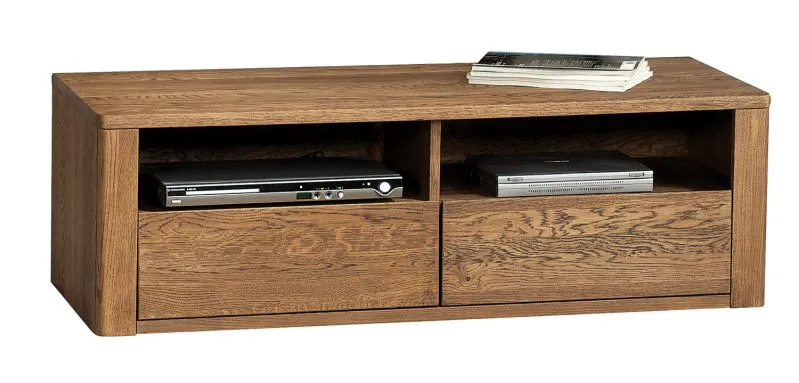 TV-Unterschrank Jussara 06, Farbe: Bernstein, Eiche teilmassiv – 40 x 124 x 50 cm (H x B x T)