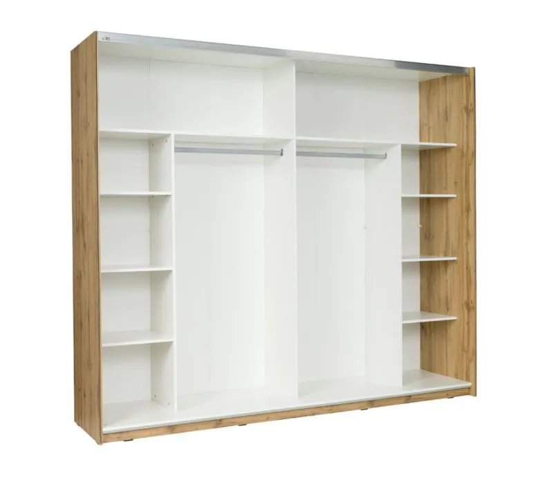 2 Meter breiter Kleiderschrank mit 2 Türen | Farbe: Eiche / Weiß Abbildung