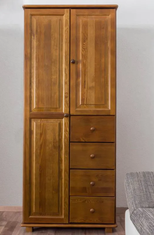 Kleiderschrank mit 4 Schubladen, Farbe: Eiche 190x80x60 cm Abbildung