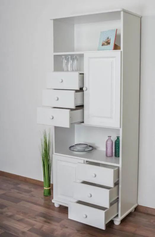 Standregal, 80 cm breit, Kiefer Holz-Massiv, Farbe: Weiß Abbildung