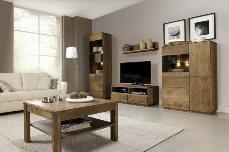 Wohnzimmer Komplett - Set K Fazenda, 5 - teilig, teilmassiv, Farbe: Dunkelbraun