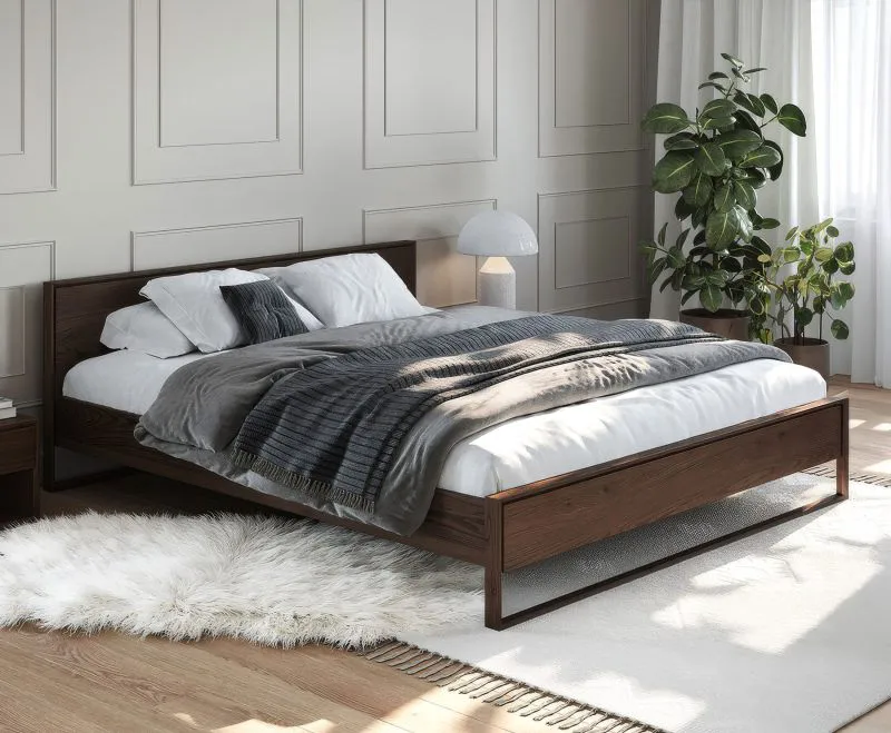 Doppelbett Tabak 03 | Farbe: Eiche Tabak | 189 x 210 x 91 cm | Liegefläche: 180 x 200 cm | hochwertiges Massivholz Eiche | für Schlafzimmer