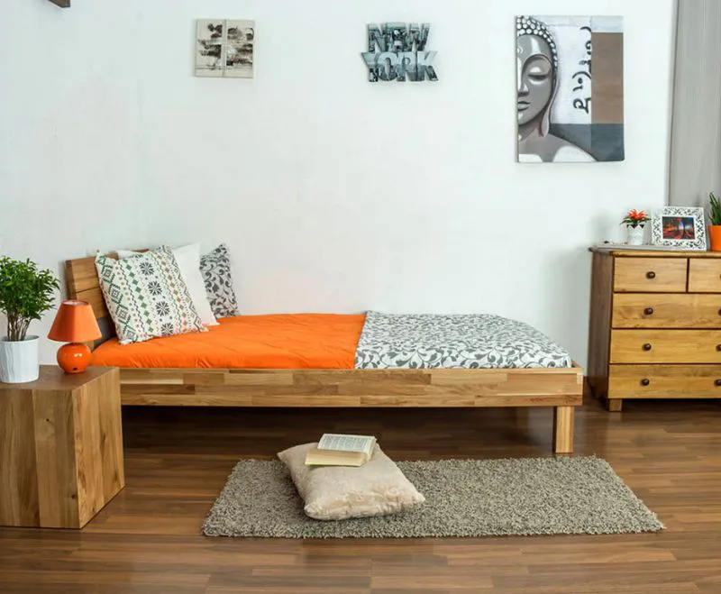 Holzbett Bettgestell Eiche 90 x 200 cm geölt Abbildung
