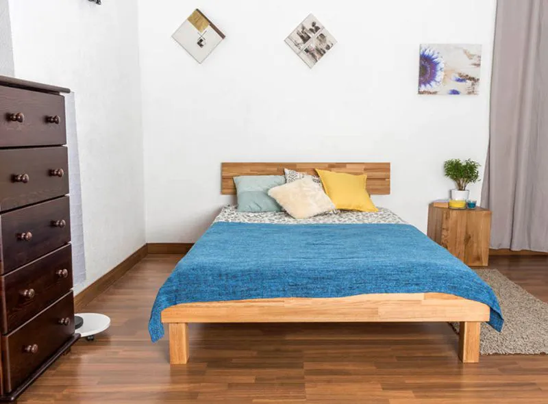 Eiche Holzbett Bettgestell 140 x 200 cm geölt Abbildung