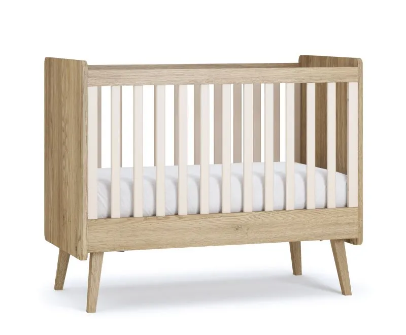 Babyzimmer Gitterbett / Babybett | Farbe: Beige / Eiche Cremona | Liegefläche: 60 x 120 cm | ABS-Kanten | 3-fach höhenverstellbar | Kinderzimmer