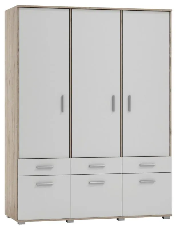 Drehtürenschrank / Kleiderschrank Kavieng 20, Farbe: Eiche / Weiß - Abmessungen: 200 x 120 x 60 cm (H x B x T)