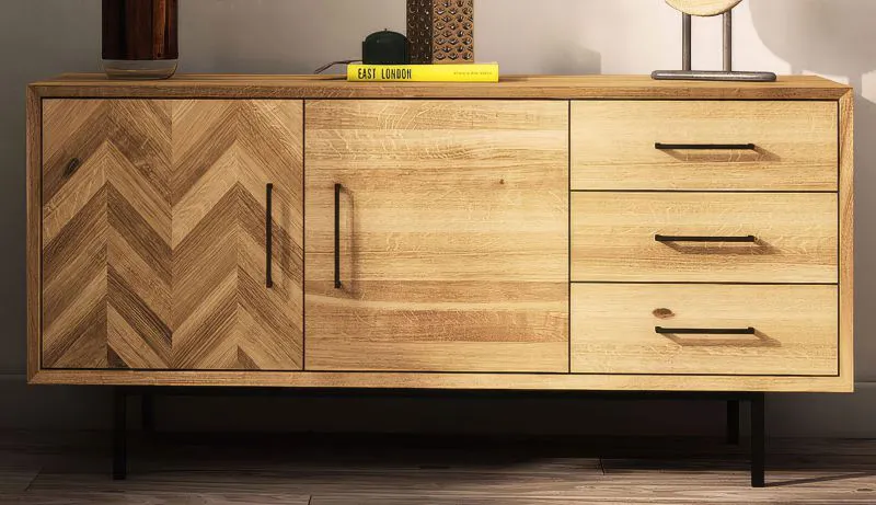 Kommode Kumeu 27 Wildeiche massiv geölt - Abmessungen: 65 x 144 x 45 cm (H x B x T)