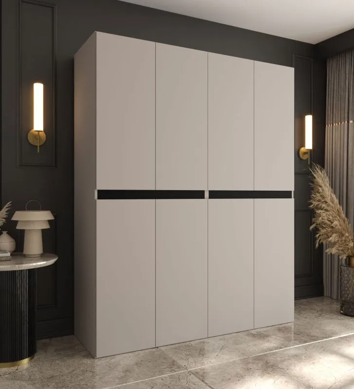 Drehtürenschrank | Kaschmir | 8 Drehtüren | 6 Fächer | 2 Kleiderstangen | Kleiderschrank | 180 x 52 x 203 cm | hochwertig Verarbeitet | Soft-Close Funktion