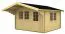 Holz-Gartenhaus 5,3 x 4,26 Meter (inkl. Dach) | 2 Fenster | 70 mm Blockbohlen |natur unbehandelt | Satteldach | inkl. Fußboden | aus nordischer Fichte Abbildung