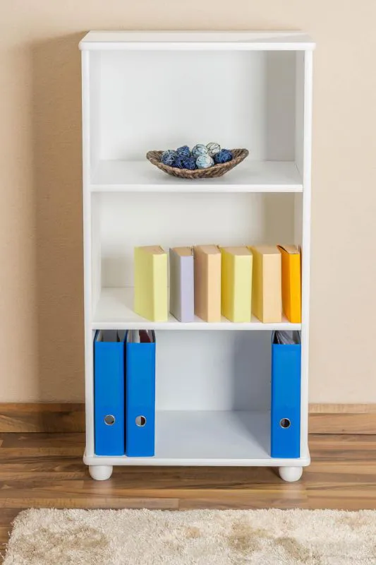 Regal - 60 cm breit, Kiefer Holz-Massiv, Farbe: Weiß Abbildung