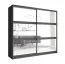 Kleiderschrank / Schiebetürenschrank mit zwei Spiegeltüren Almopia 01, Farbe: Graphitgrau, zwei Kleiderstangen, 10 Fächer, Maße: 215 x 230 x 52 cm